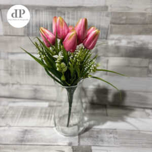 Selyem tulipán csokor kiegészítővel 35 cm