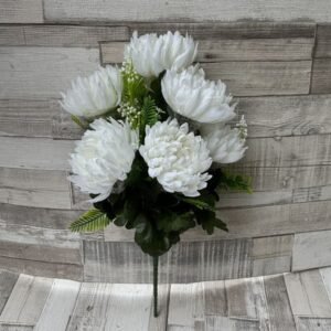 Selyem krizantém csokor kiegészítővel 45 cm 6 fej