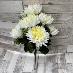 Selyem krizantém csokor kiegészítővel 45 cm 6 fej